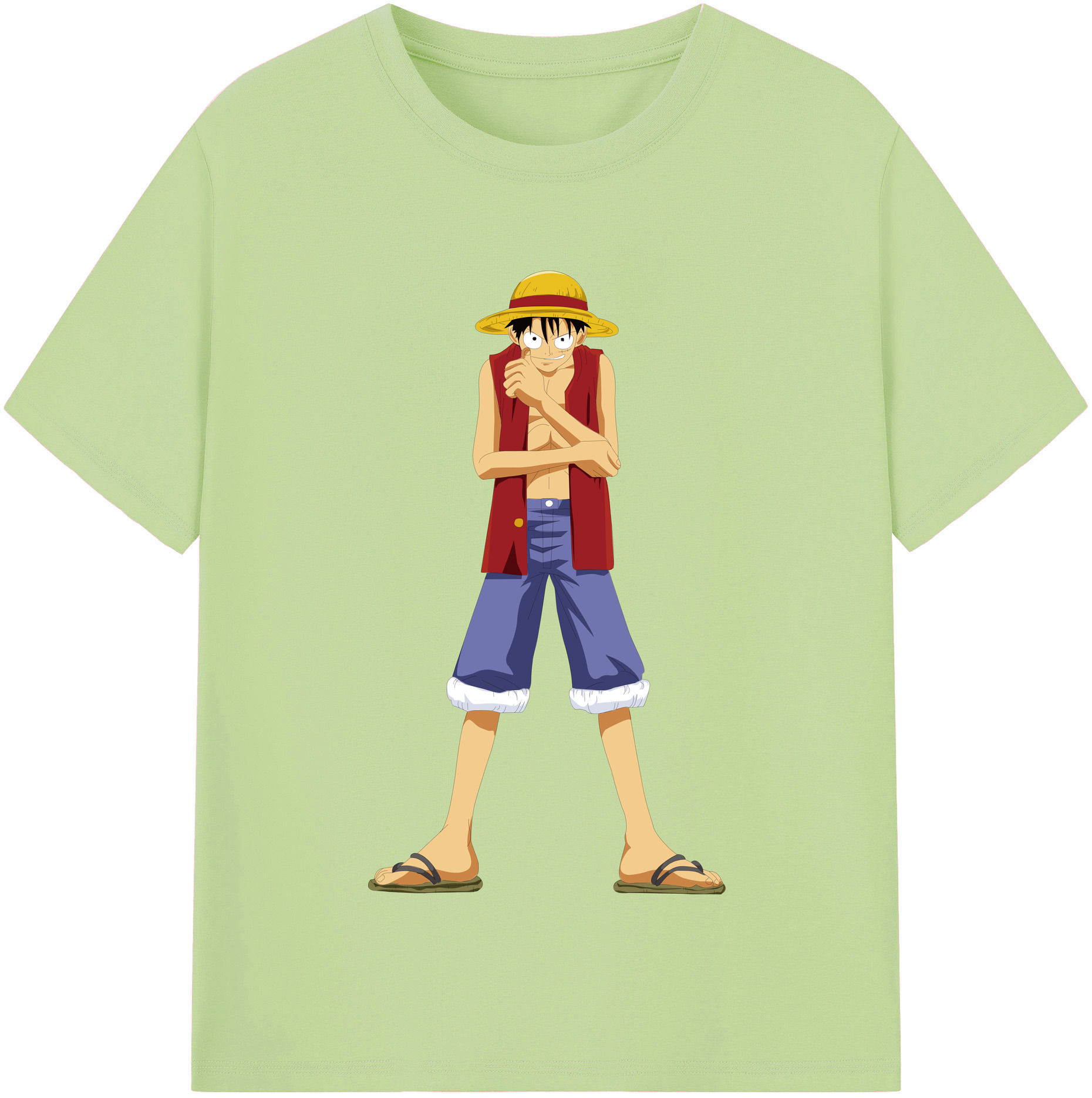 ワンピース モンキー・D・ルフィ ONE PIECE Monkey D. Luffy 綿100％半袖Tシャツ（フロントプリント）